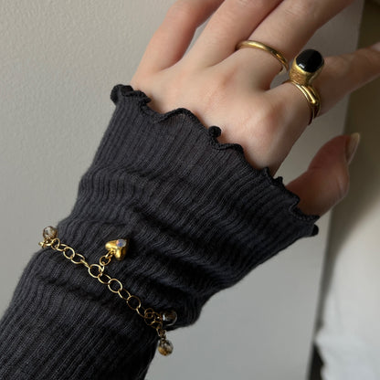 [ opal ] heart motif charm bracelet gold