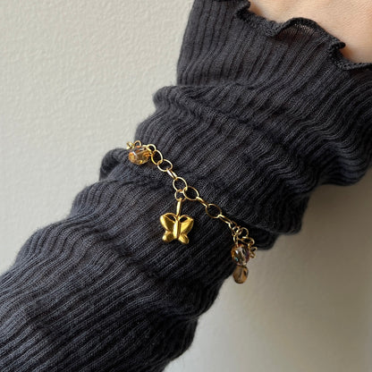 [ butterfly ] motif charm bracelet gold