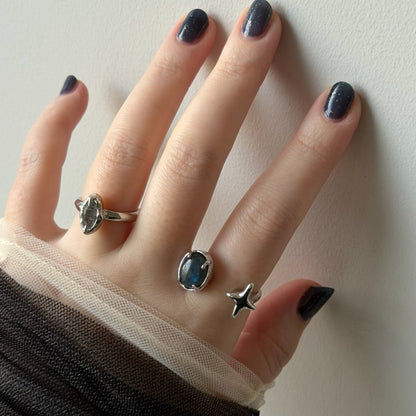[ tourmalinated quartz ] marquis stone silver