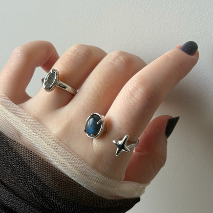 [ tourmalinated quartz ] marquis stone silver
