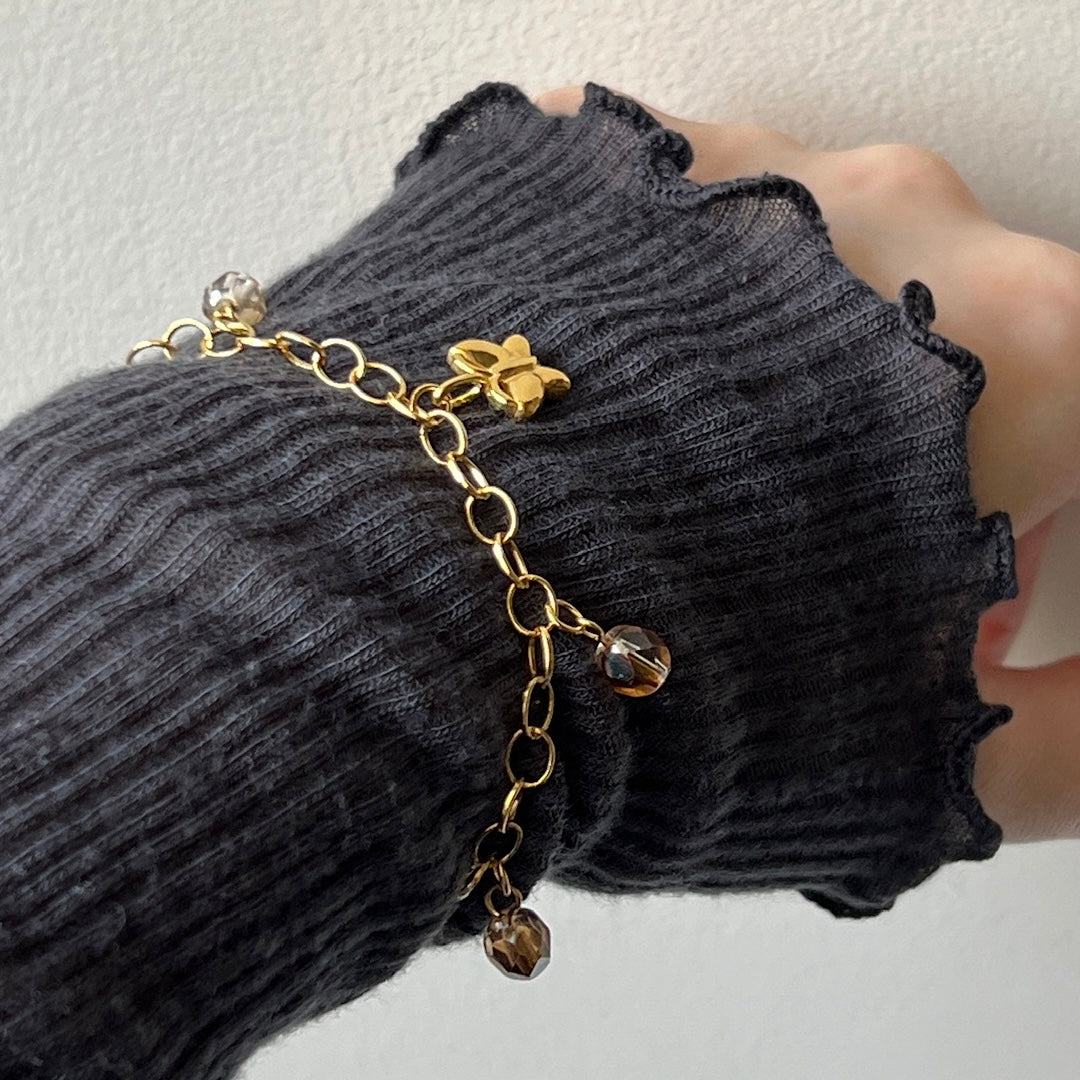 [ butterfly ] motif charm bracelet gold