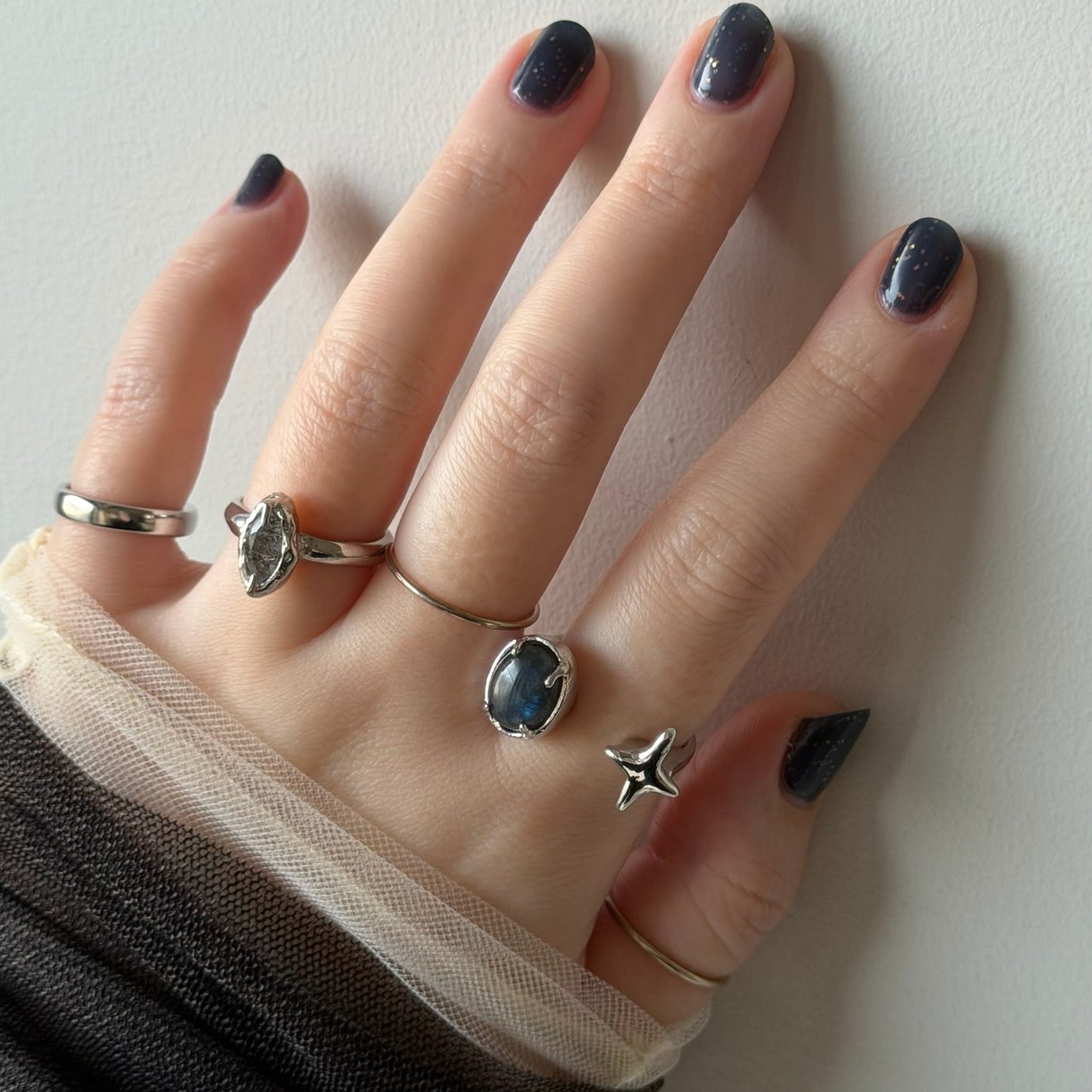 [ tourmalinated quartz ] marquis stone silver