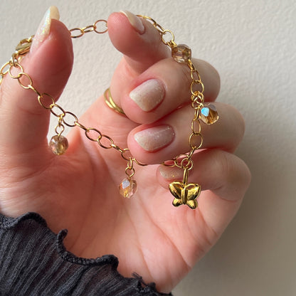 [ butterfly ] motif charm bracelet gold