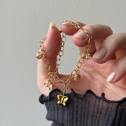 [ butterfly ] motif charm bracelet gold