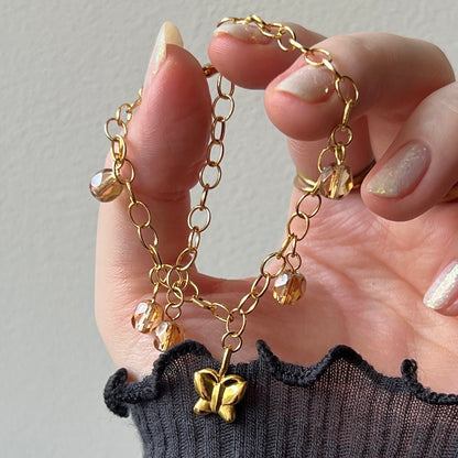 [ butterfly ] motif charm bracelet gold