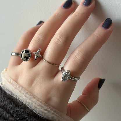 [ tourmalinated quartz ] marquis stone silver
