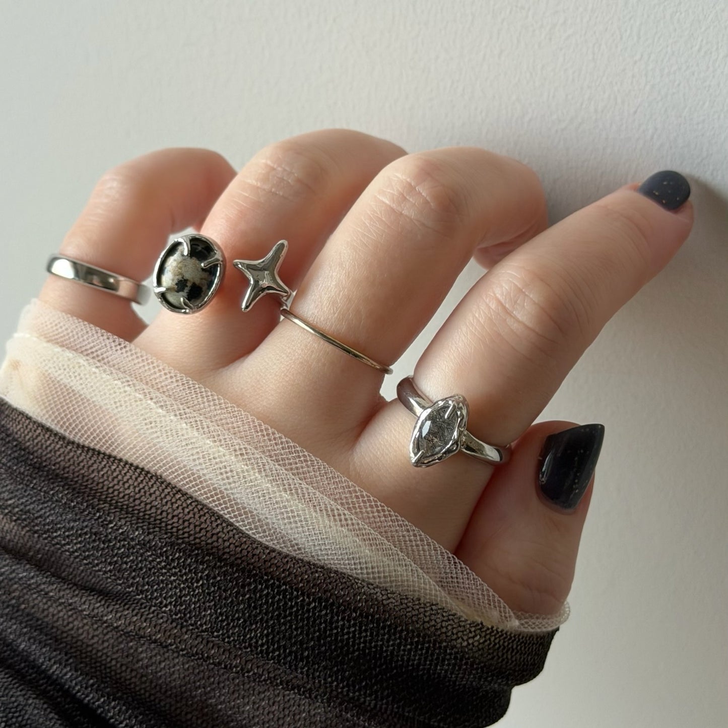 [ tourmalinated quartz ] marquis stone silver