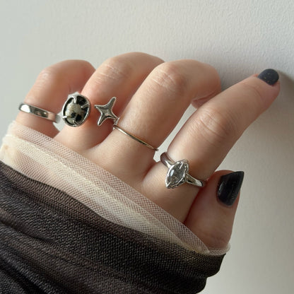 [ tourmalinated quartz ] marquis stone silver