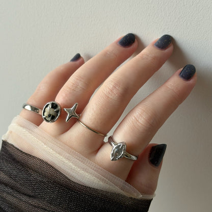 [ tourmalinated quartz ] marquis stone silver