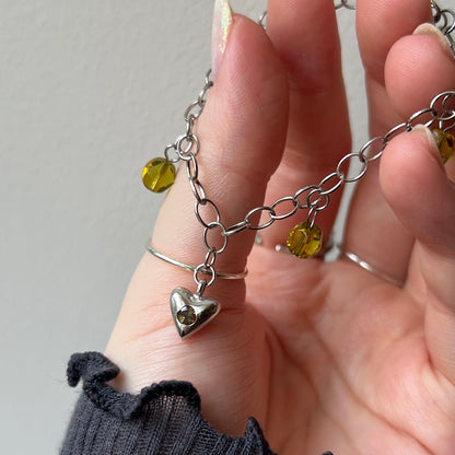 [ andalusite ] heart motif charm bracelet silver