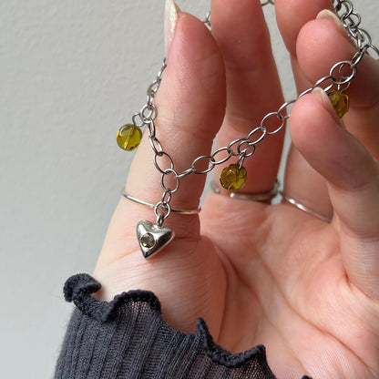 [ andalusite ] heart motif charm bracelet silver