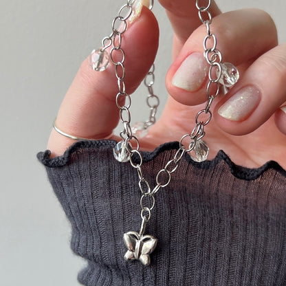 [ butterfly ] motif charm bracelet silver