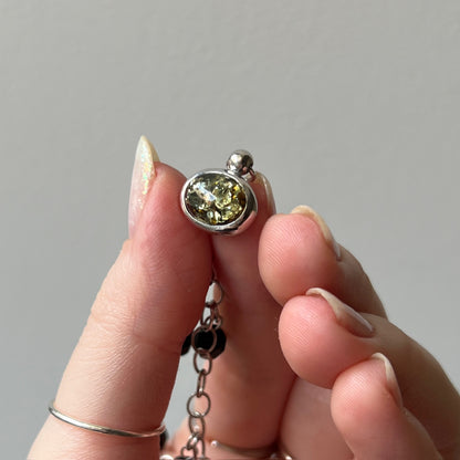 [ black amber ] motif charm bracelet silver