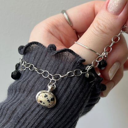[ dalmatian jasper ] motif charm bracelet silver