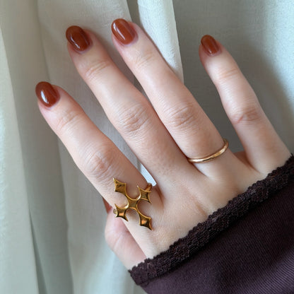 [ gold ] diamond cross ring