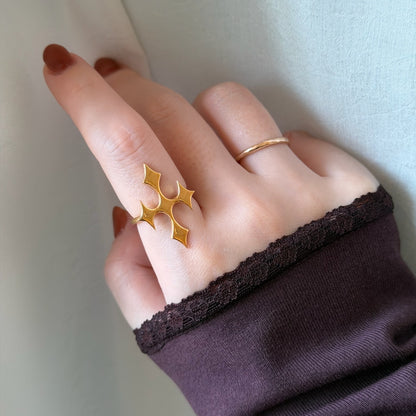 [ gold ] diamond cross ring