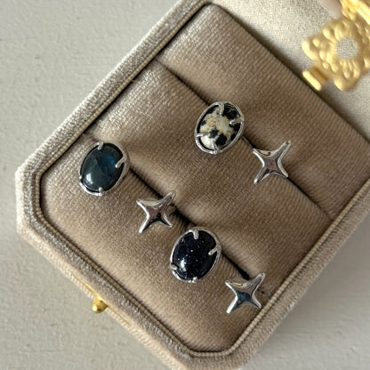 [ blue gold stone ] four pointed star silver