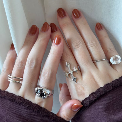 [ silver ] diamond cross ring