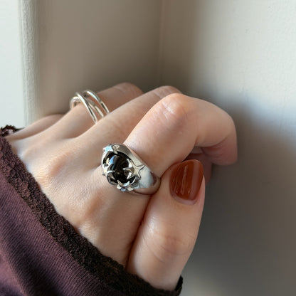 [ red garnet ] twinkle ring silver