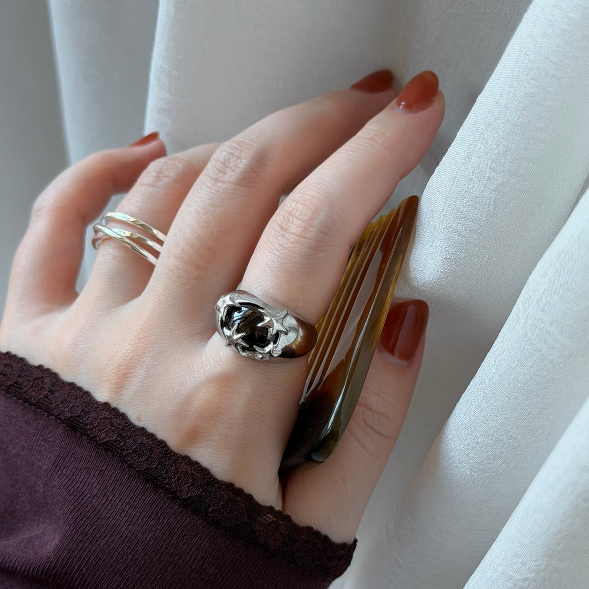 [ red garnet ] twinkle ring silver