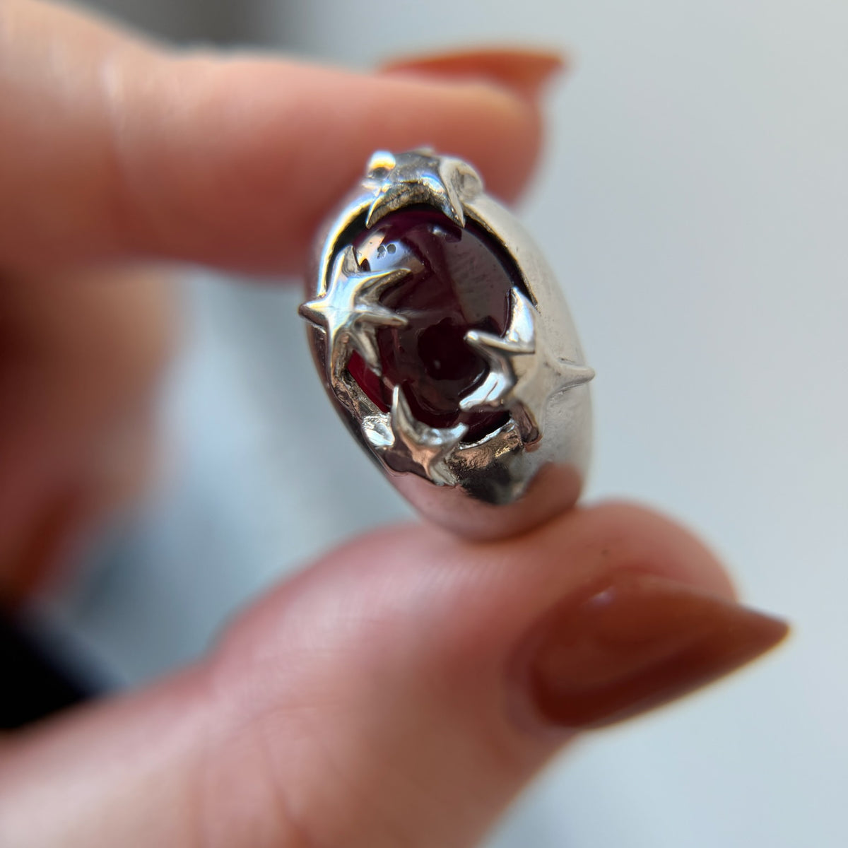 [ red garnet ] twinkle ring silver