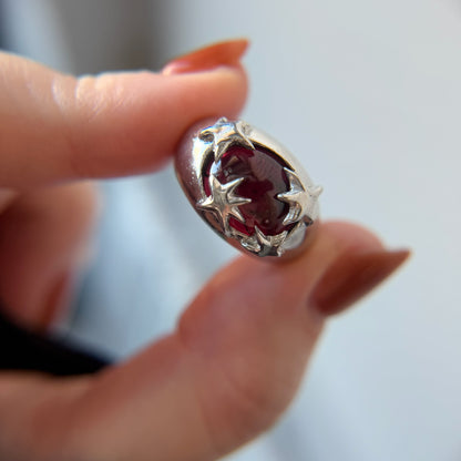 [ red garnet ] twinkle ring silver