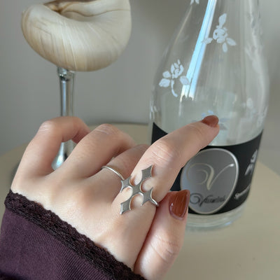 [ silver ] diamond cross ring