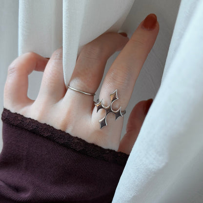 [ silver ] diamond cross ring