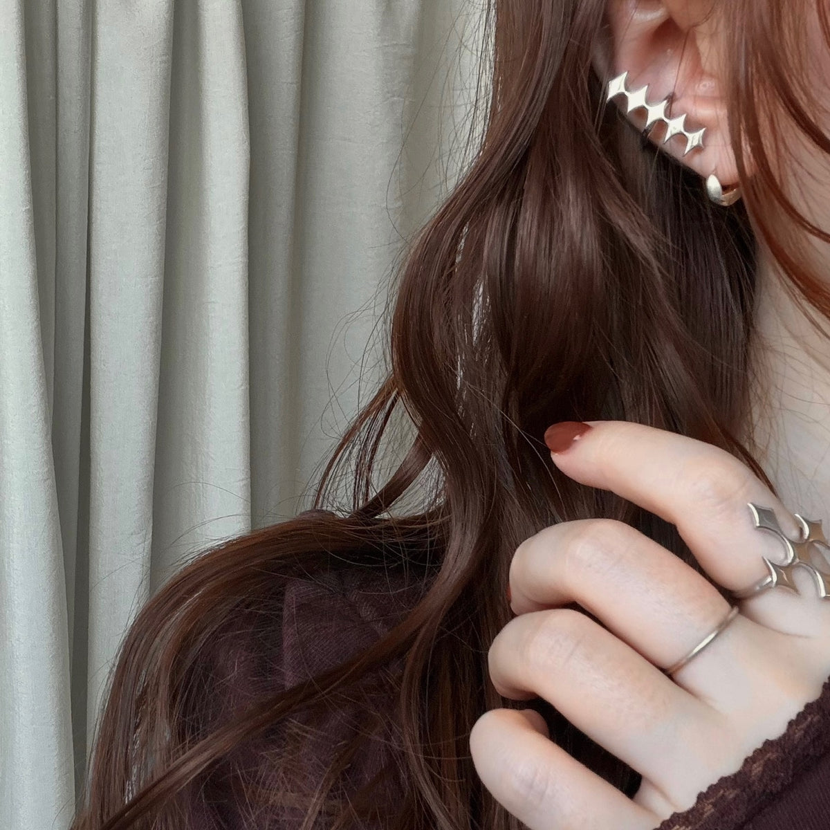[ silver ] diamond line earcuff