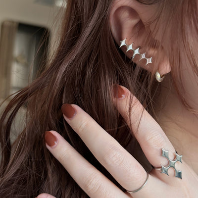 [ silver ] diamond line earcuff