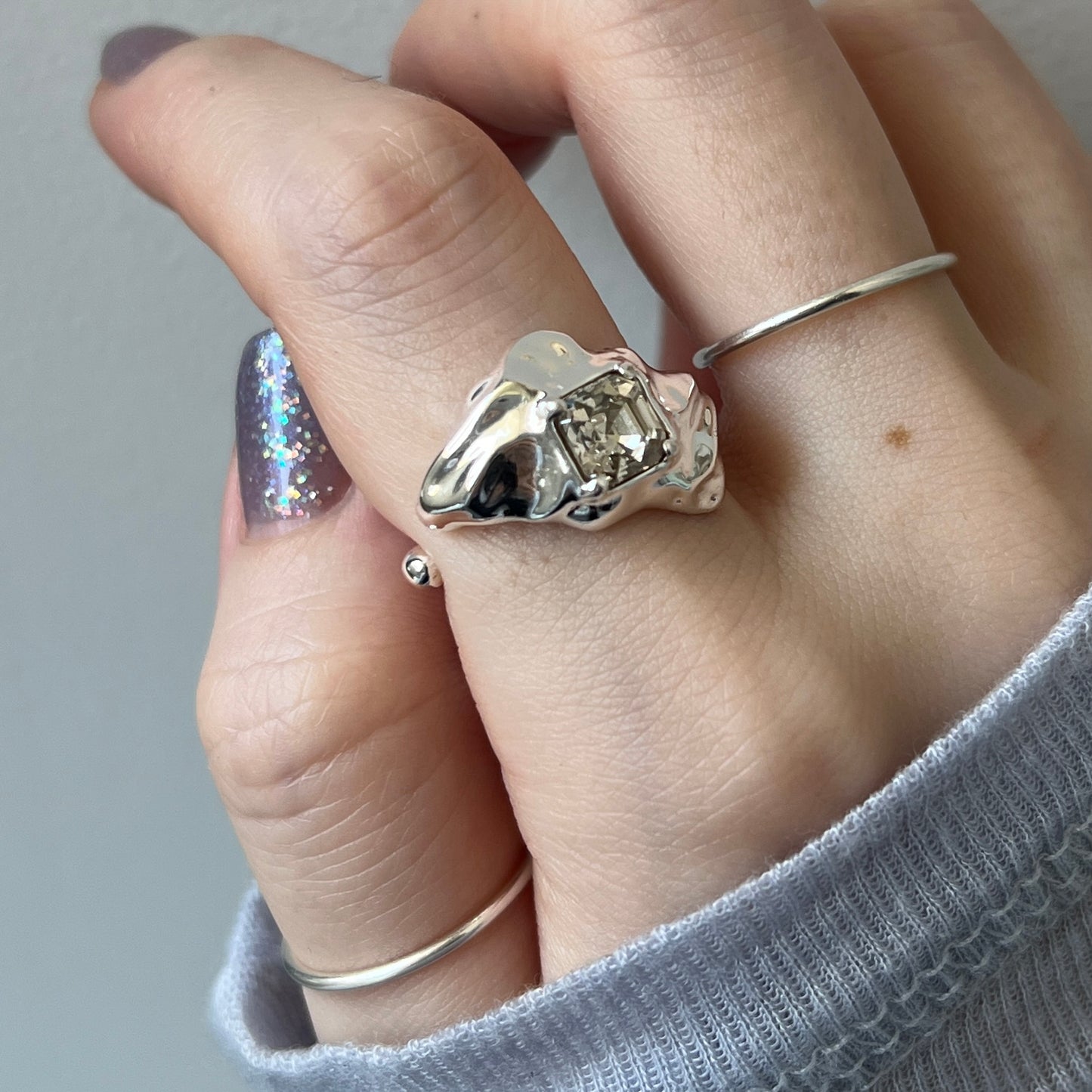 [ crystal shade ]  melt ring  silver
