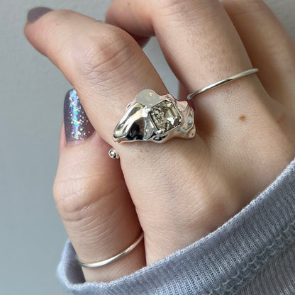 [ crystal shade ]  melt ring  silver