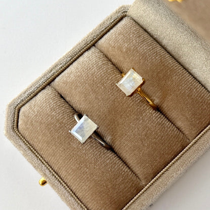 [ moon stone ] rectangle faceted cut silver