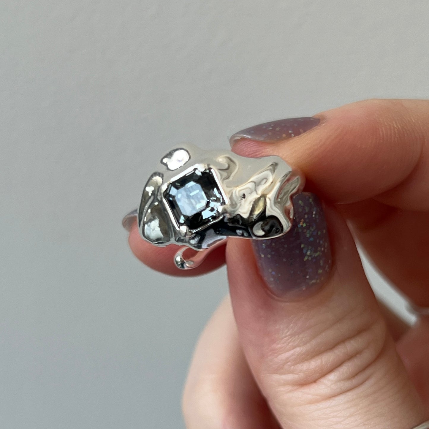 [ crystal night ]  melt ring  silver  [ free size ]