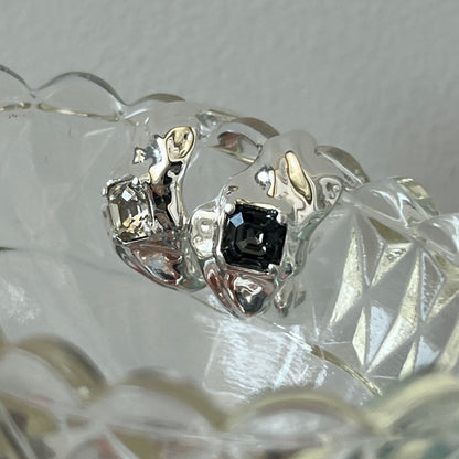[ crystal night ]  melt ring  silver  [ free size ]