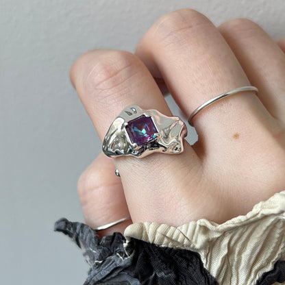 [ burgundy ]  melt ring  silver