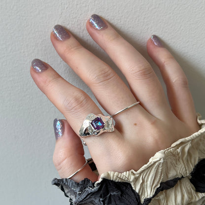 [ burgundy ]  melt ring  silver