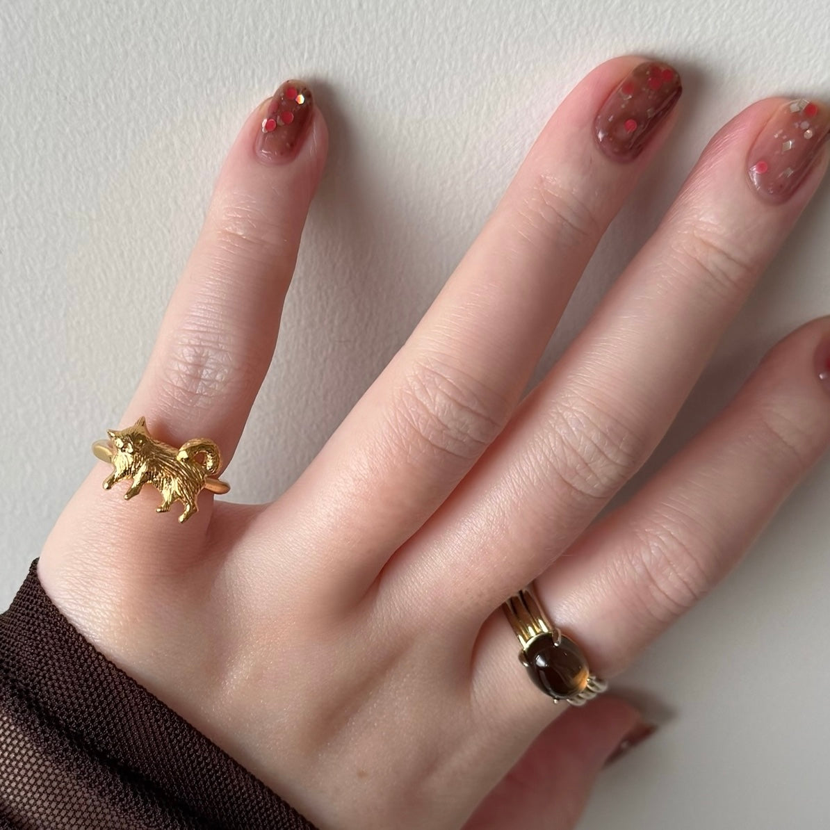 [ gold ] 猫 (寝) pinky ring