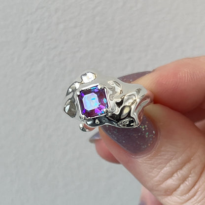 [ burgundy ]  melt ring  silver