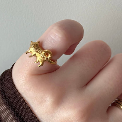 [ gold ] 猫 (寝) pinky ring