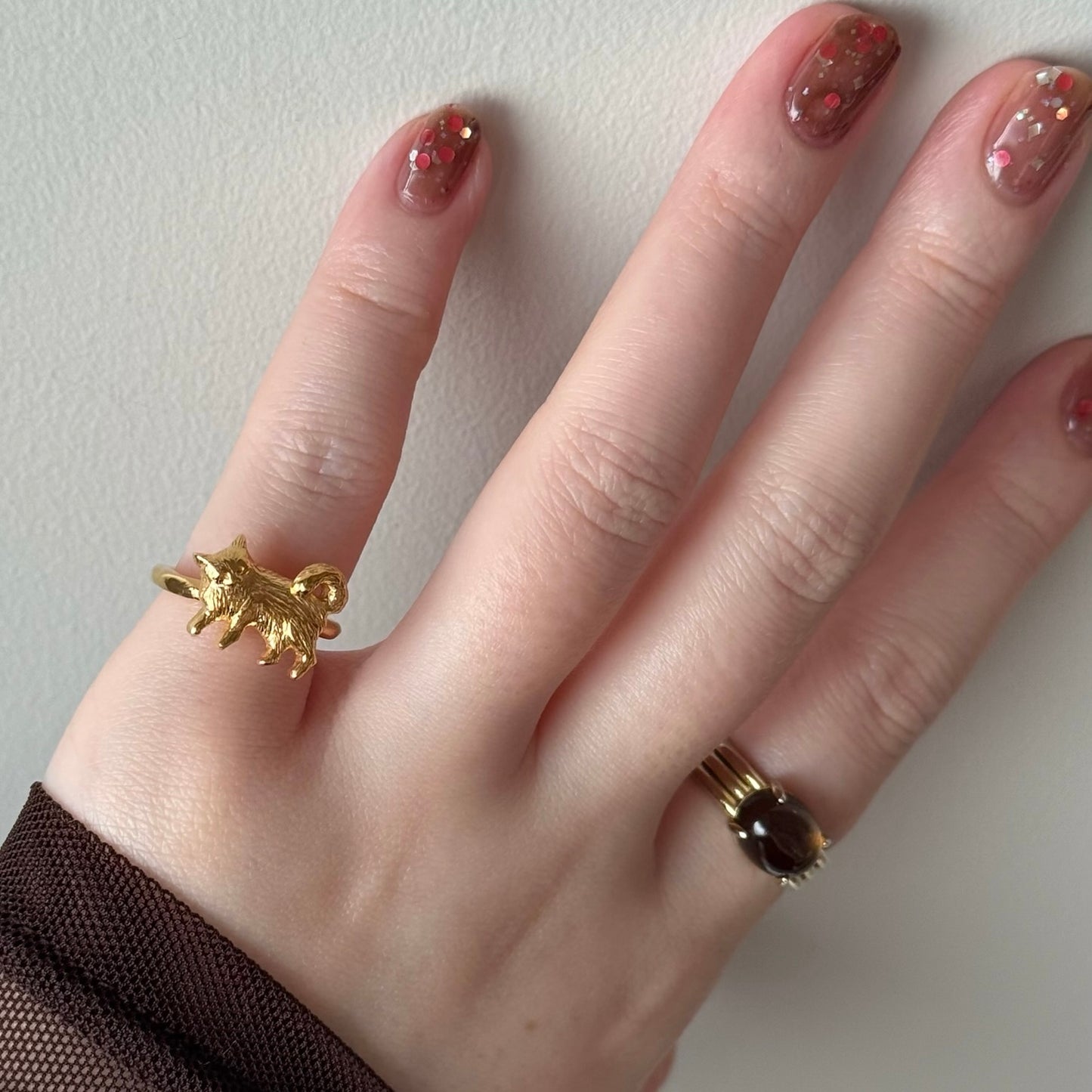 [ gold ] 猫 (寝) pinky ring
