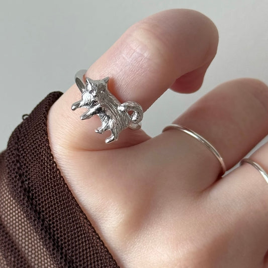 [ silver ] 猫 (寝) pinky ring [ free size ]