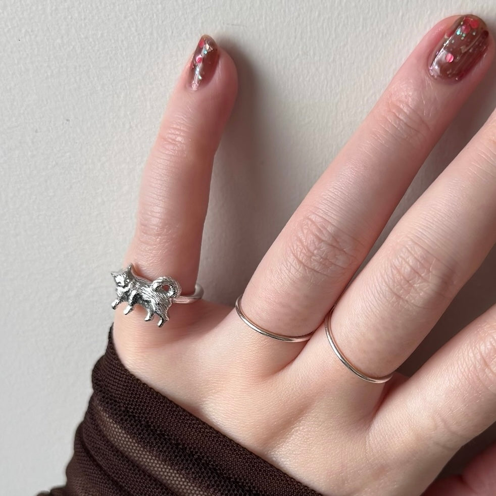 [ silver ] 猫 (寝) pinky ring