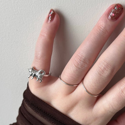 [ silver ] 猫 (寝) pinky ring