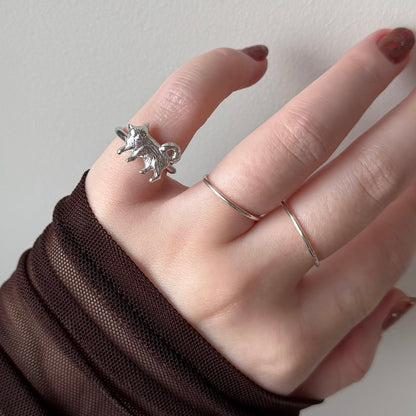 [ silver ] 猫 (寝) pinky ring