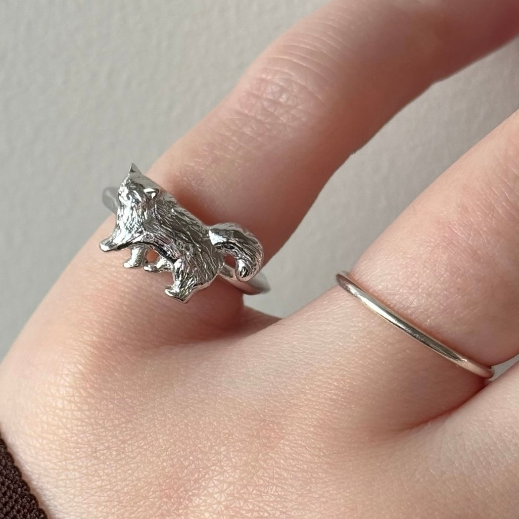 [ silver ] 猫 (歩) pinky ring
