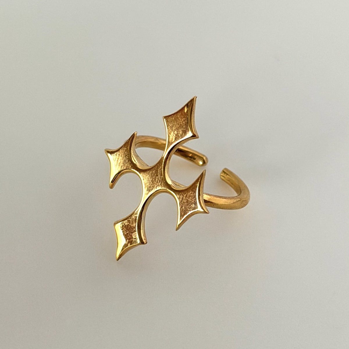 [ gold ] diamond cross ring