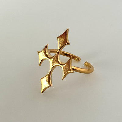 [ gold ] diamond cross ring