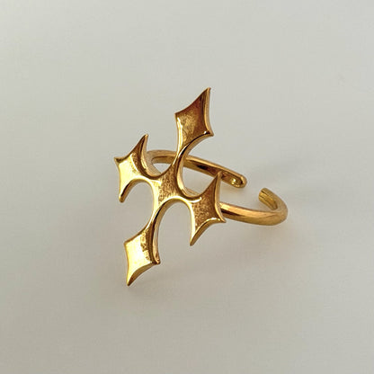 [ gold ] diamond cross ring