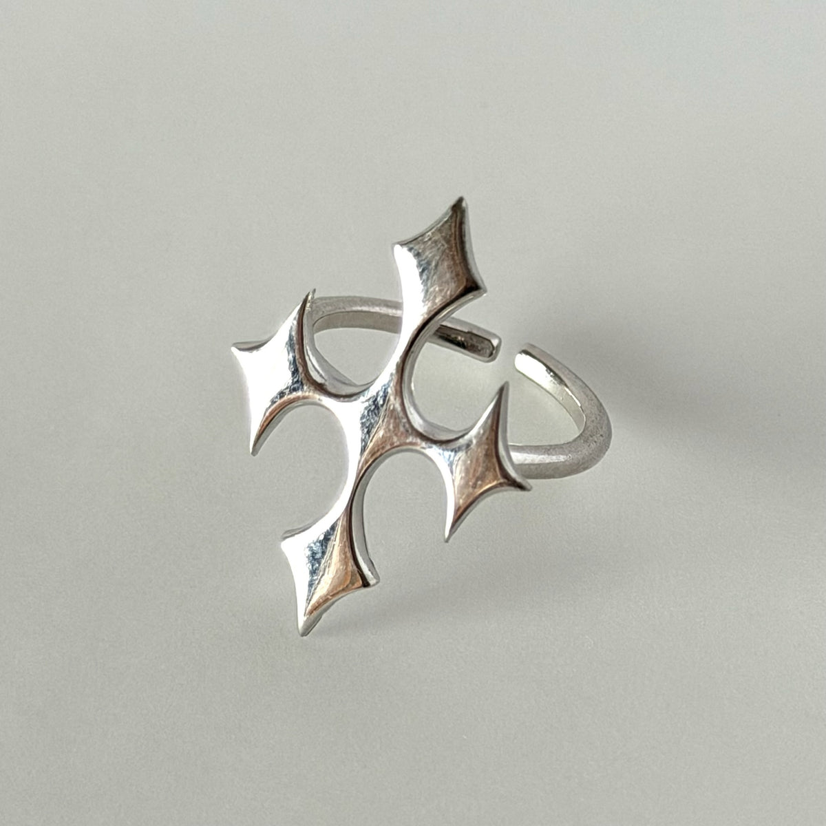 [ silver ] diamond cross ring